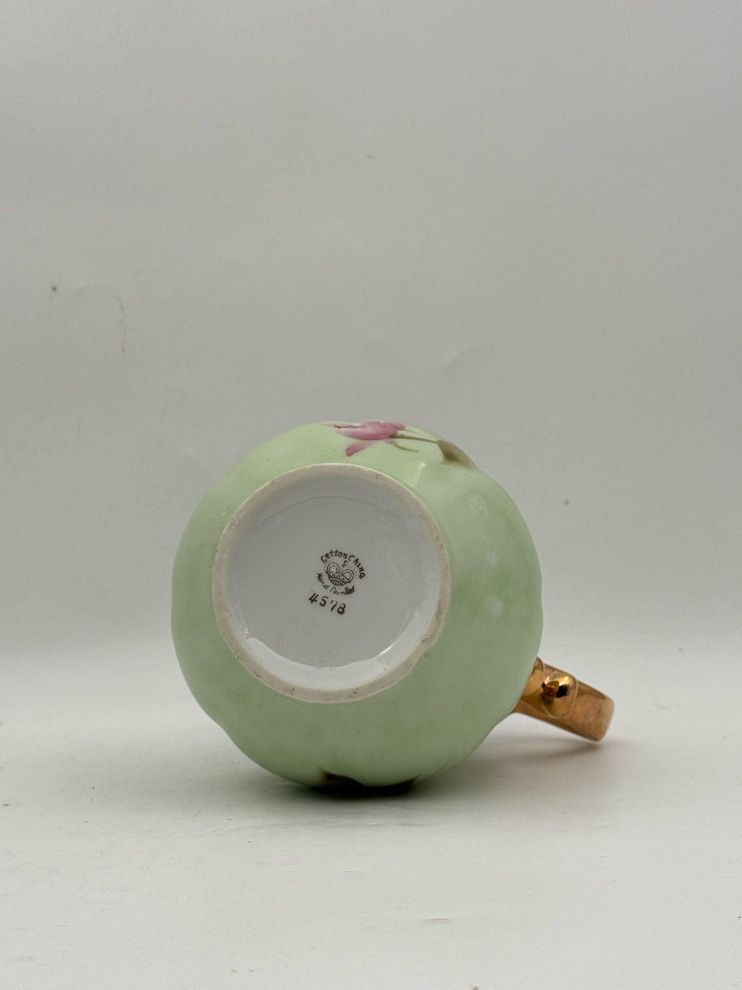 Handpainted Green Vanity Pitcher And Underplate Set