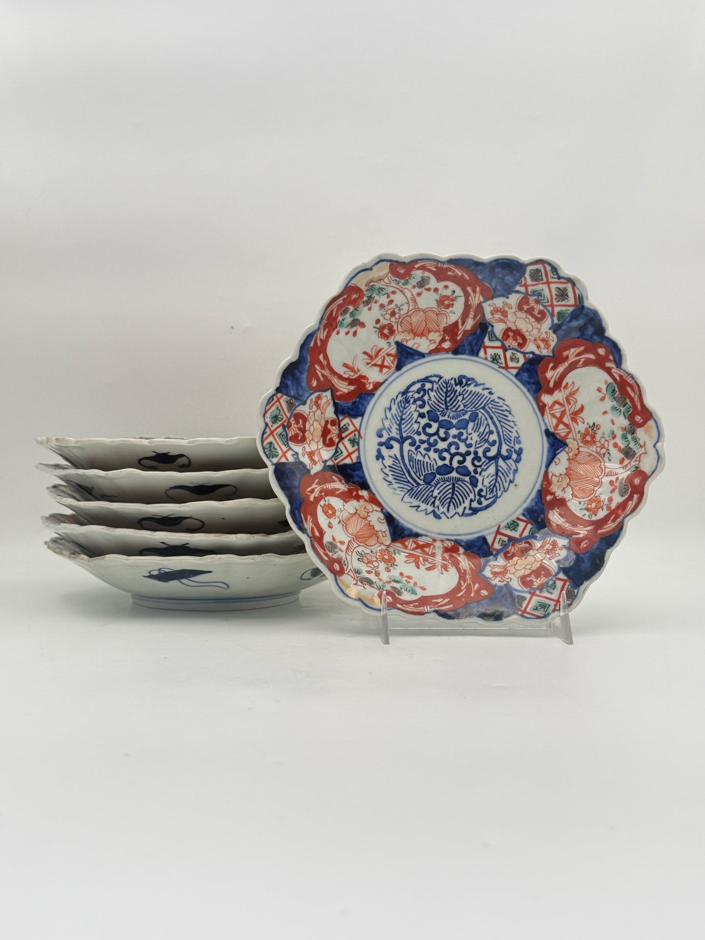 Antique Japanese Imari Shallow Bowls- Set Of 6