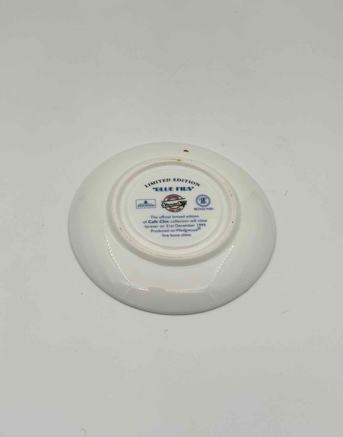 Wedgwood Blue Firs Teacup Saucer Cafe Chic England Porcelain Set 