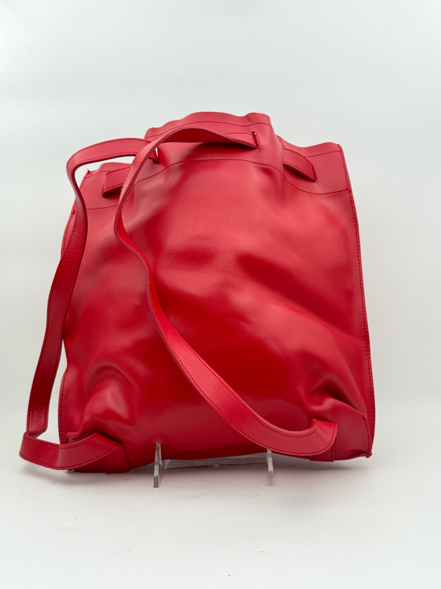 Furla Red Leather Backpack Made In Italy