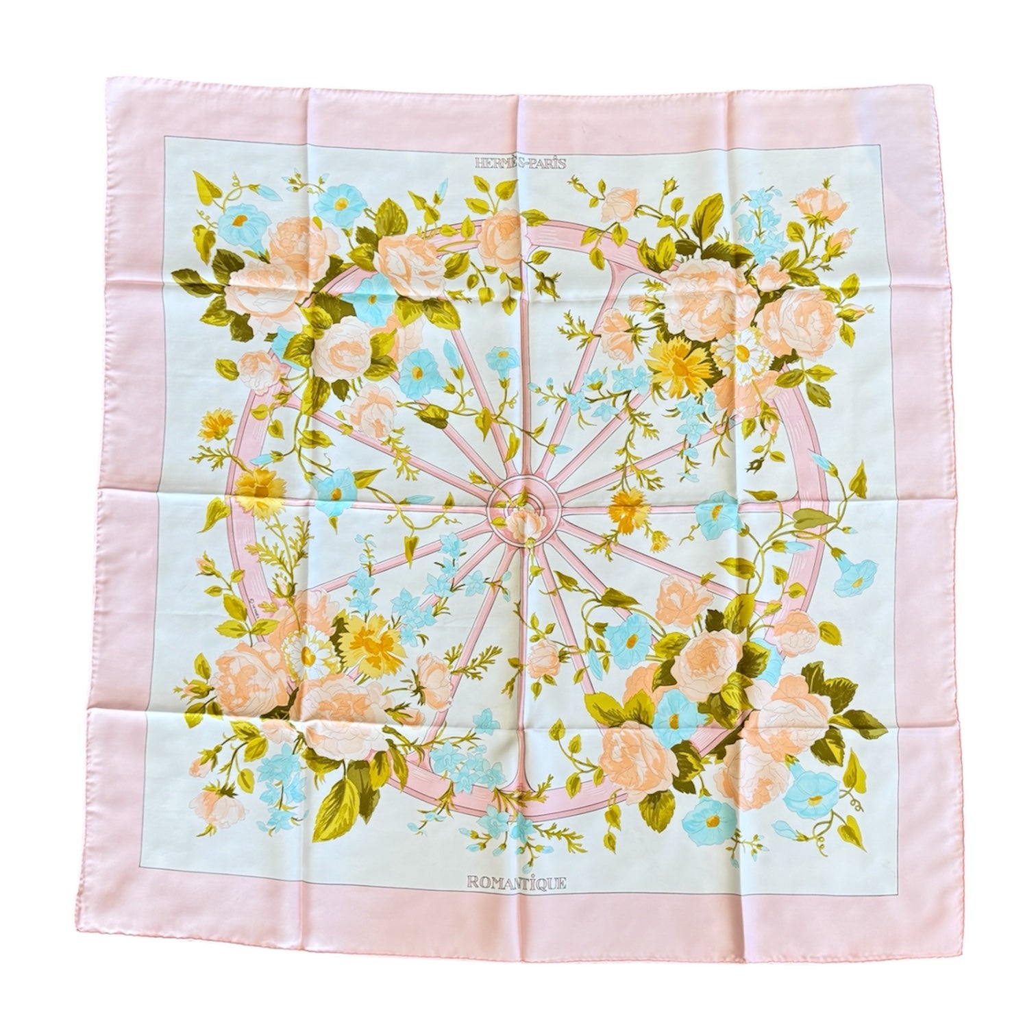 Hermès “Romantique” Silk Scarf – Maurice Tranchant, Pink & Blue Floral