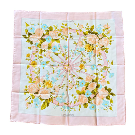 Hermès “Romantique” Silk Scarf – Maurice Tranchant, Pink & Blue Floral
