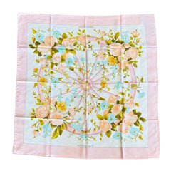 Hermès “Romantique” Silk Scarf – Maurice Tranchant, Pink & Blue Floral