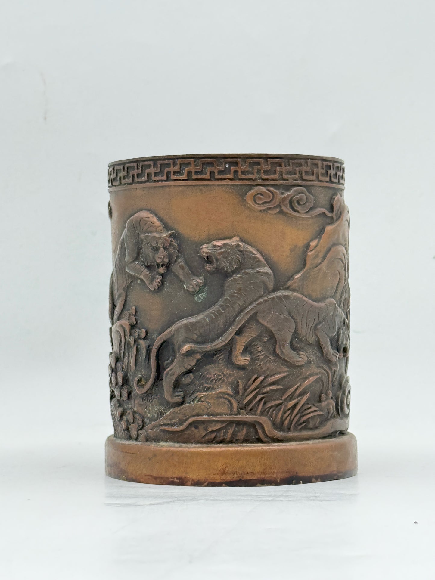 Chinese "Five Tigers Patrol The Mountain" Brush Pot