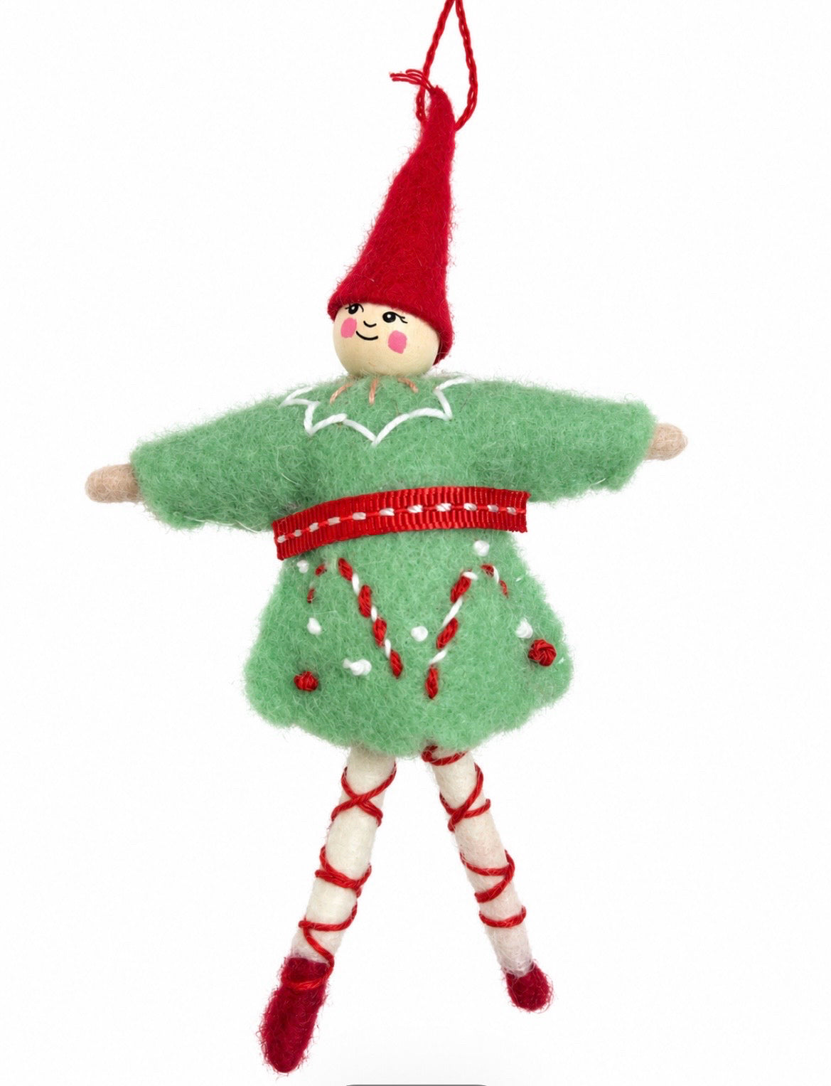 Pixie Ornament With Embroidered Dress