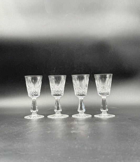 Waterford “Kenmare” Set of 4 Cut Crystal Cordial Glasses Ireland
