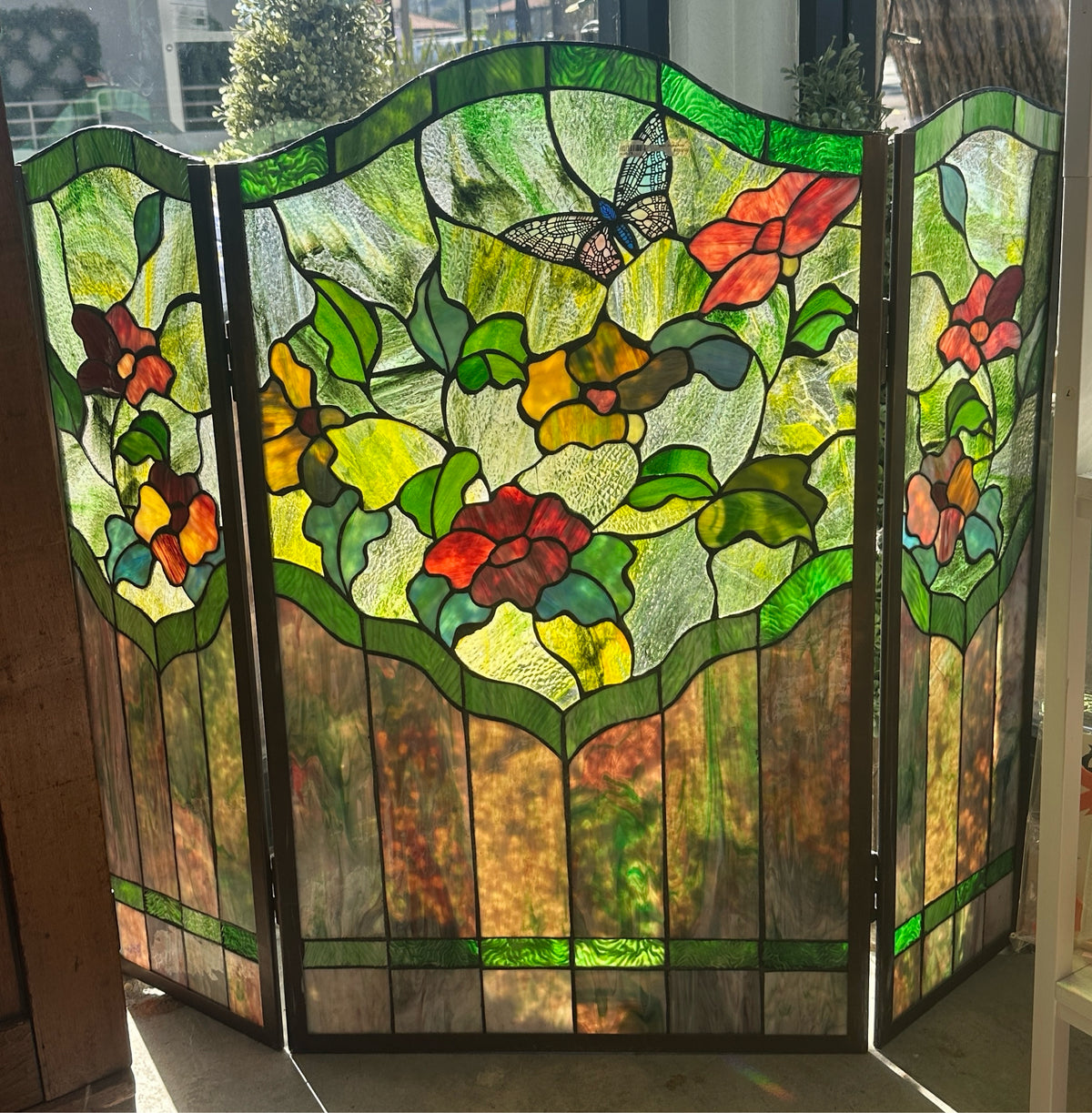 Tiffany Style Stained Glass Fireplace Screen - In Store Pick Up Only