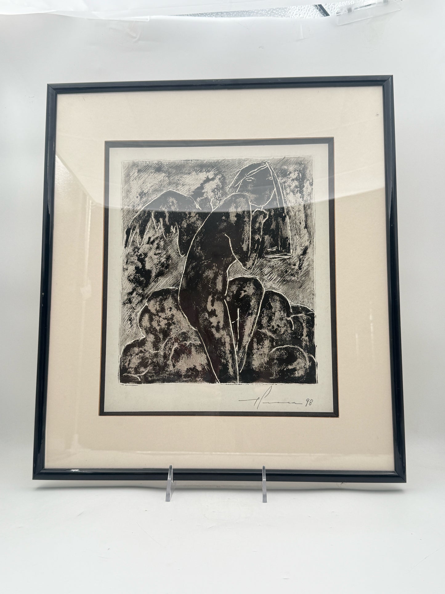 Framed Black And White Angel Print By Pablo Perea