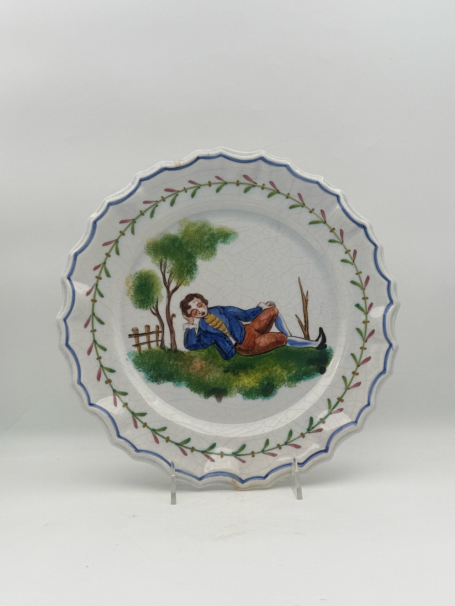 Italian Pair Of Man And Woman Ceramic Plates
