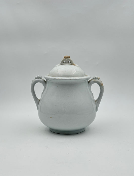Royal Patent Ironstone Sugar Bowl – Burgess & Goddard – Double Handle with Bow Detail – England