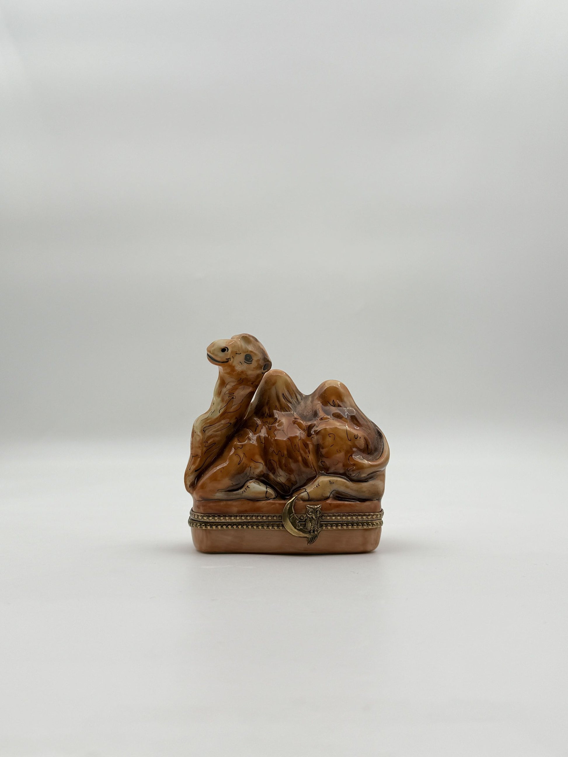 Limoges France Reclining Camel Porcelain Trinket Box by Rochard