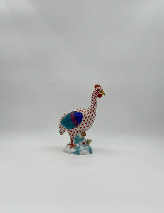 Herend Porcelain Guinea Fowl Figurine – Rust Fishnet Pattern