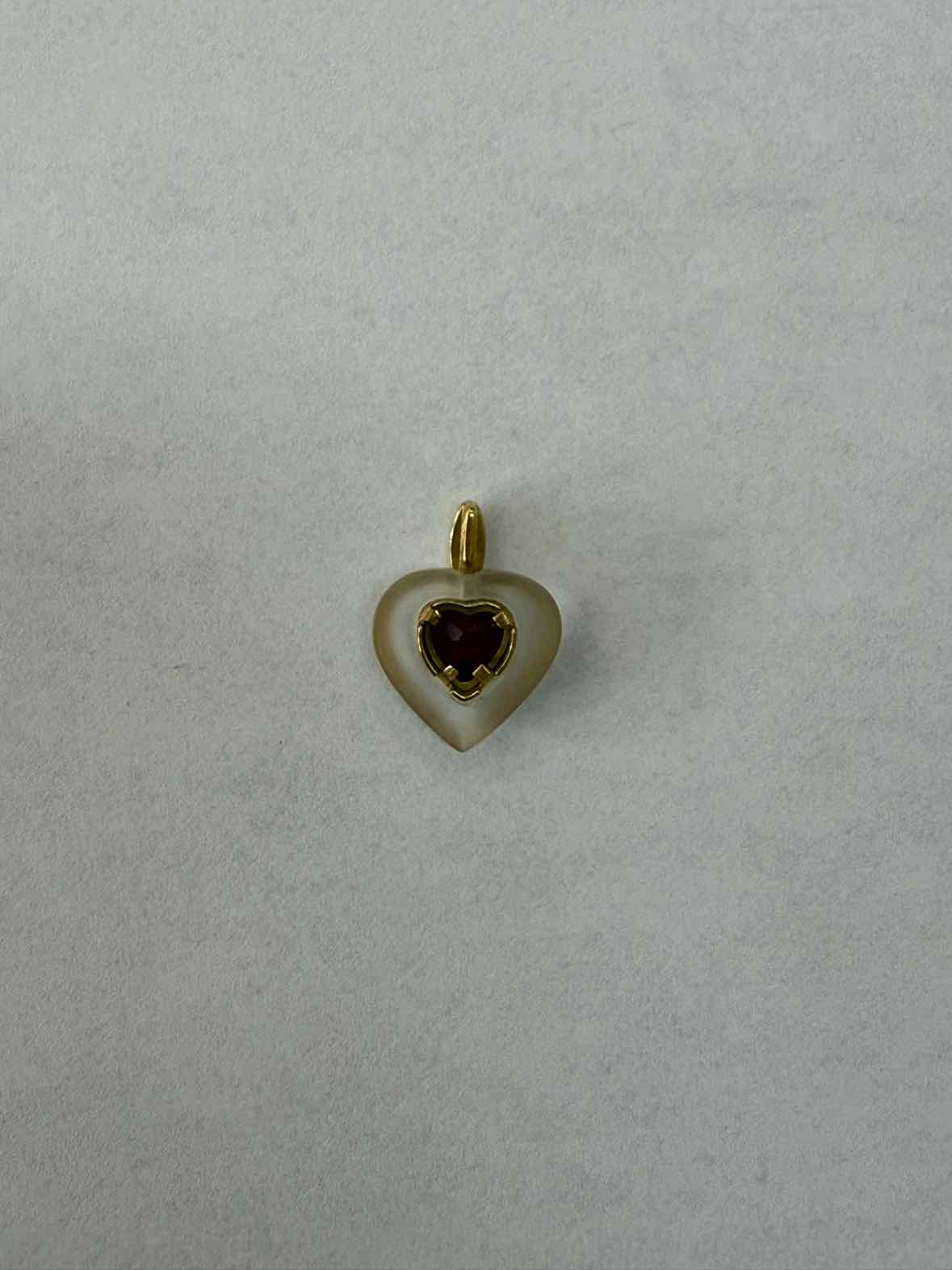 18k Yellow Gold Garnet Heart Pendant With Diamond Accent