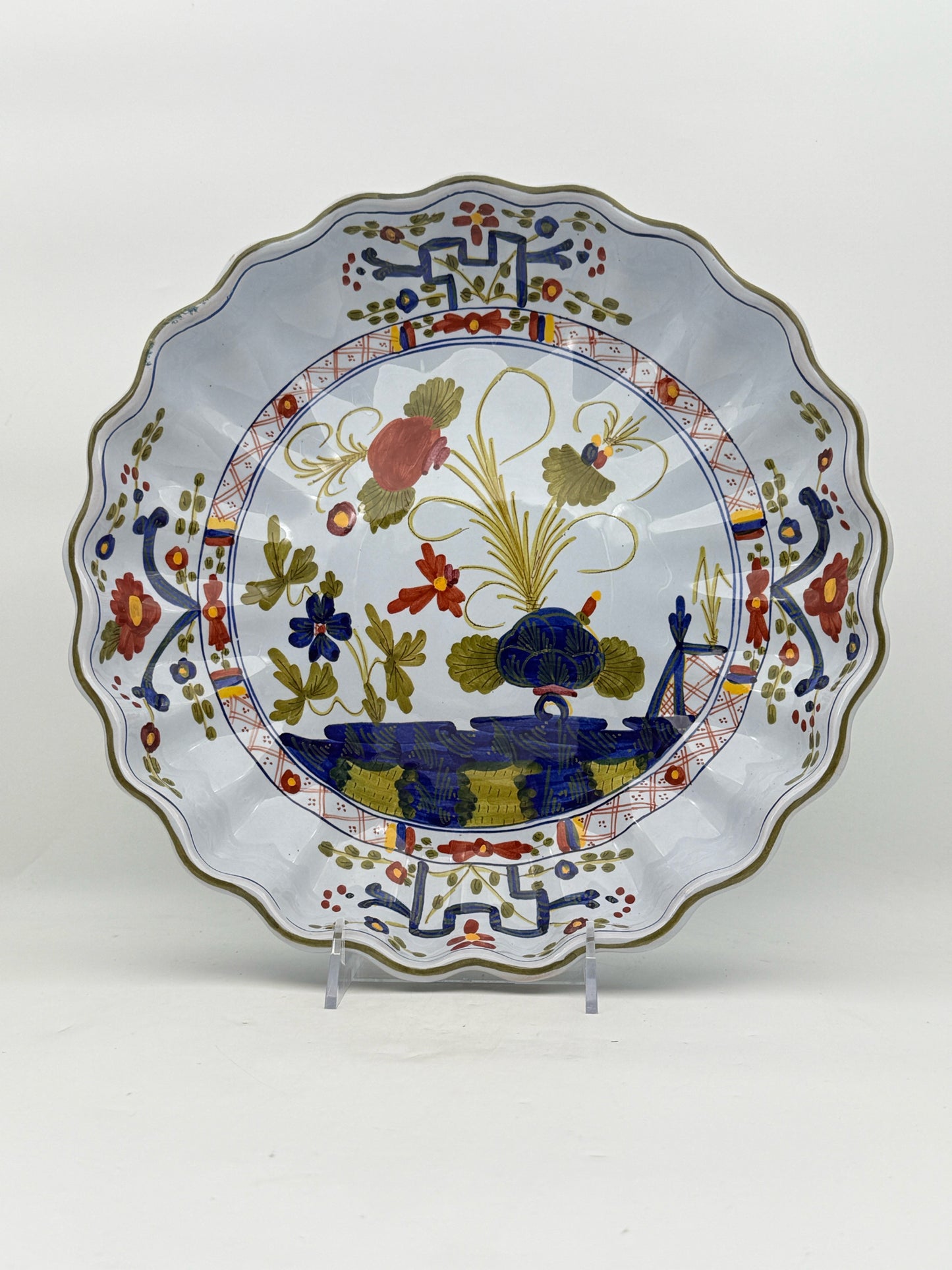 Sigma Blue Carnation Large Ruffle Serving Bowl