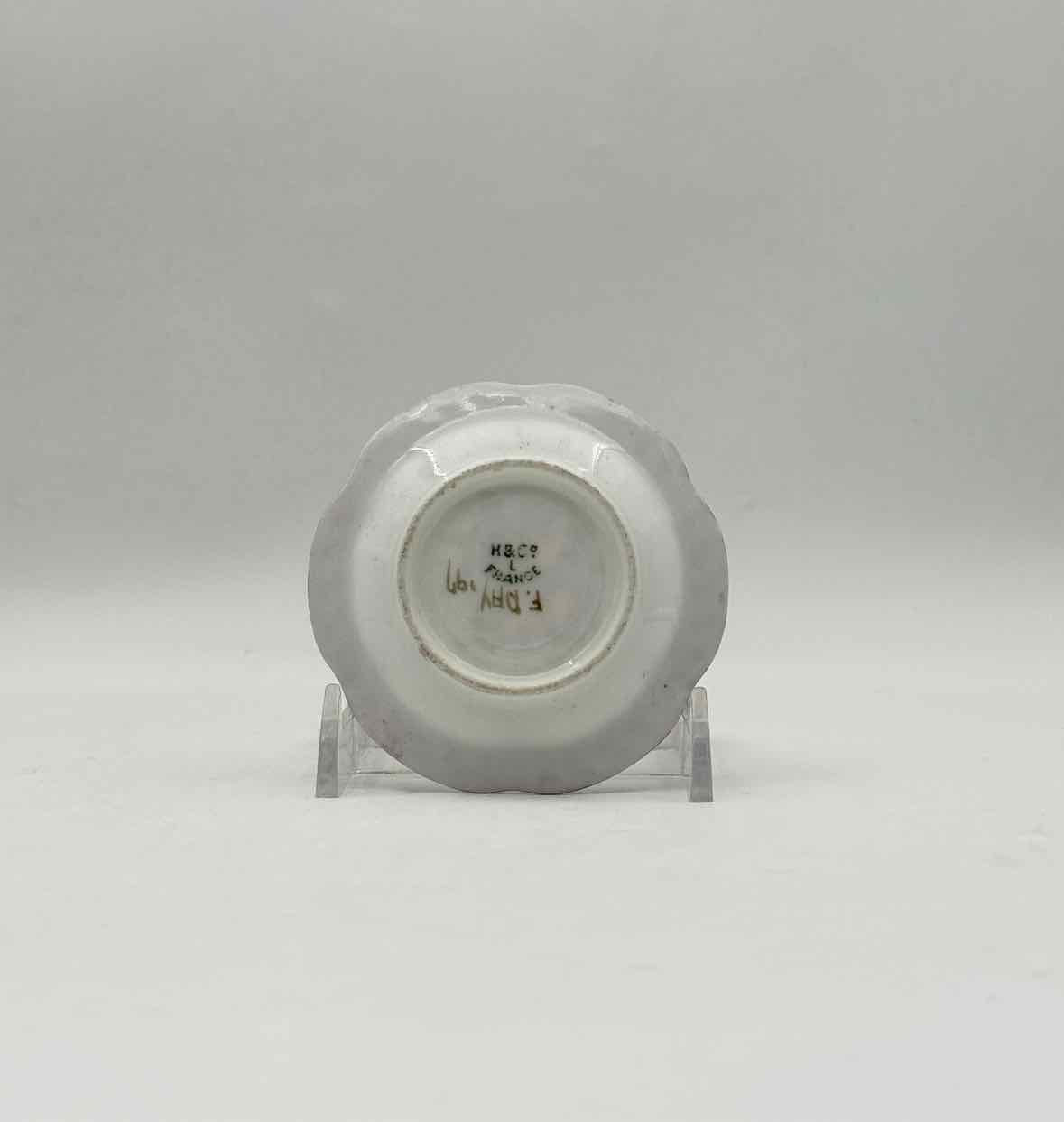 H&C Handpainted Red Rimmed Floral Butter Dish