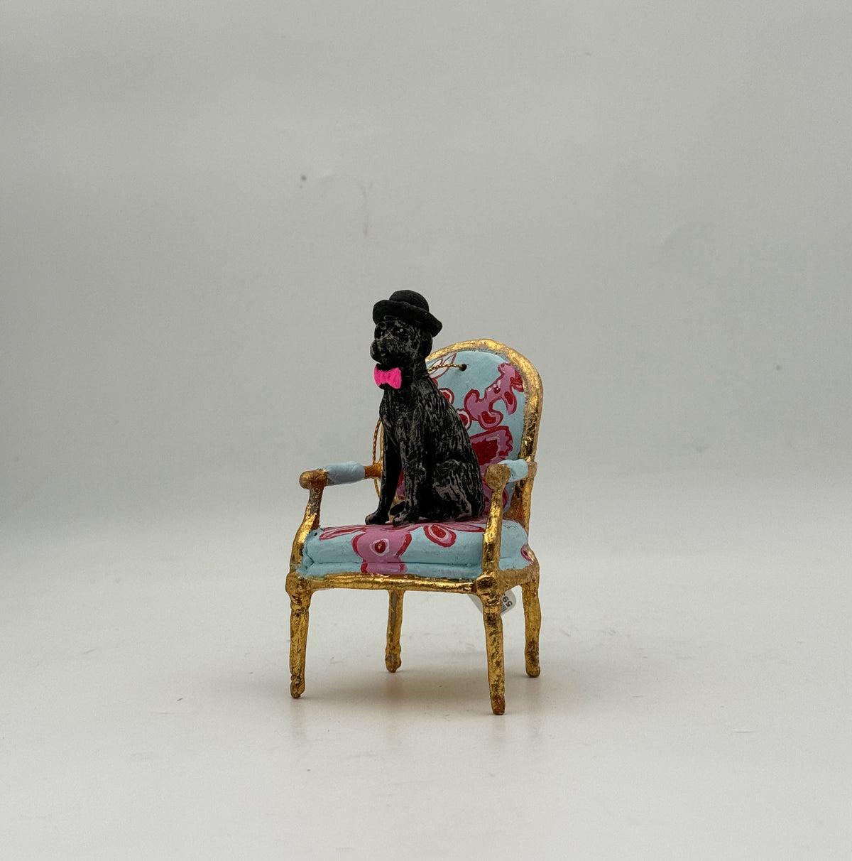 Bow Tie Dog On Chair Ornament