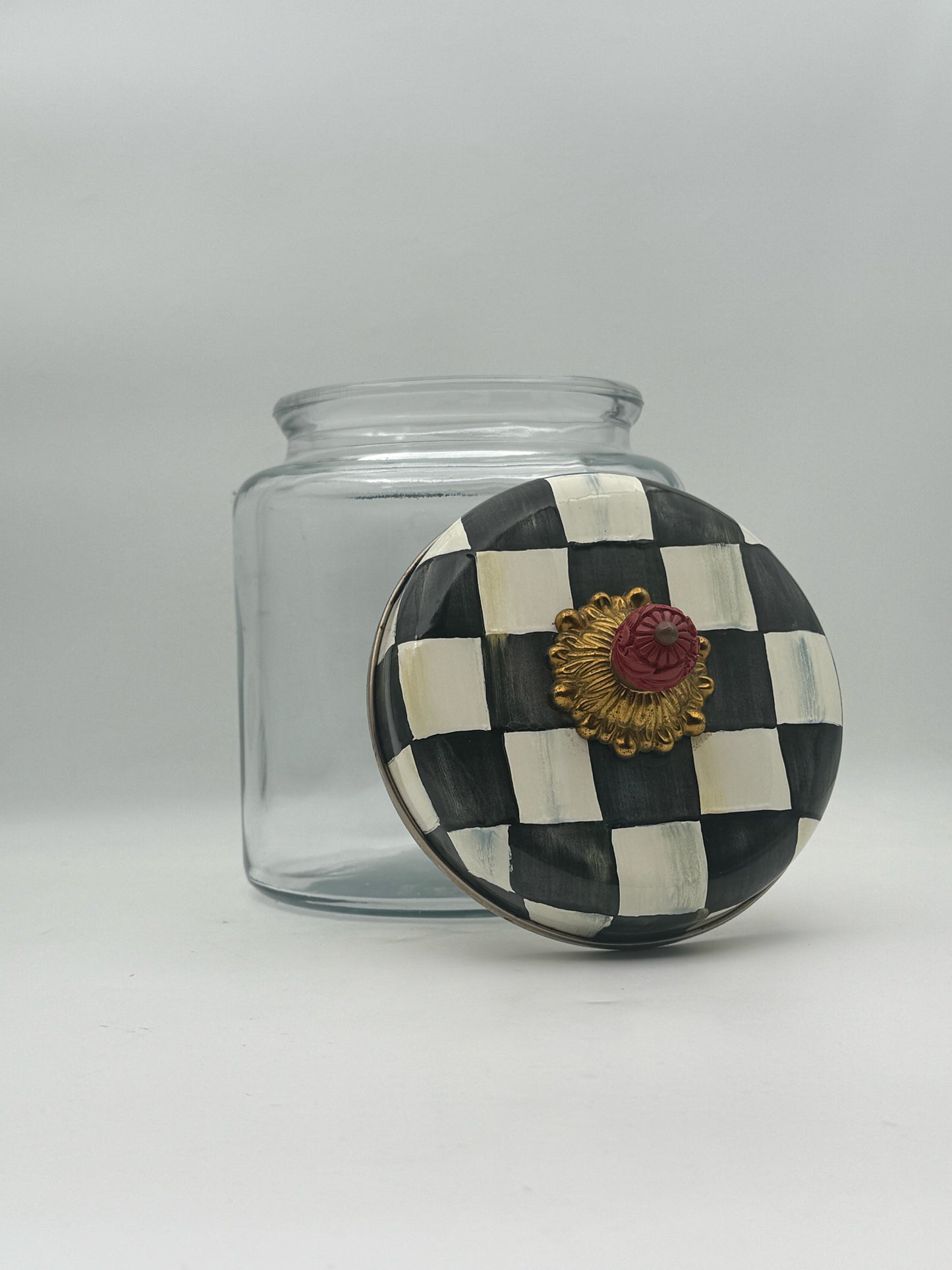 MacKenzie Childs Black And White Biscuit Cookie Jar