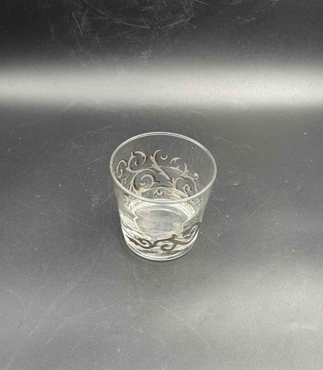 Vintage Libbey Lowball Glasses Scroll Overlay Set of 6 Barware