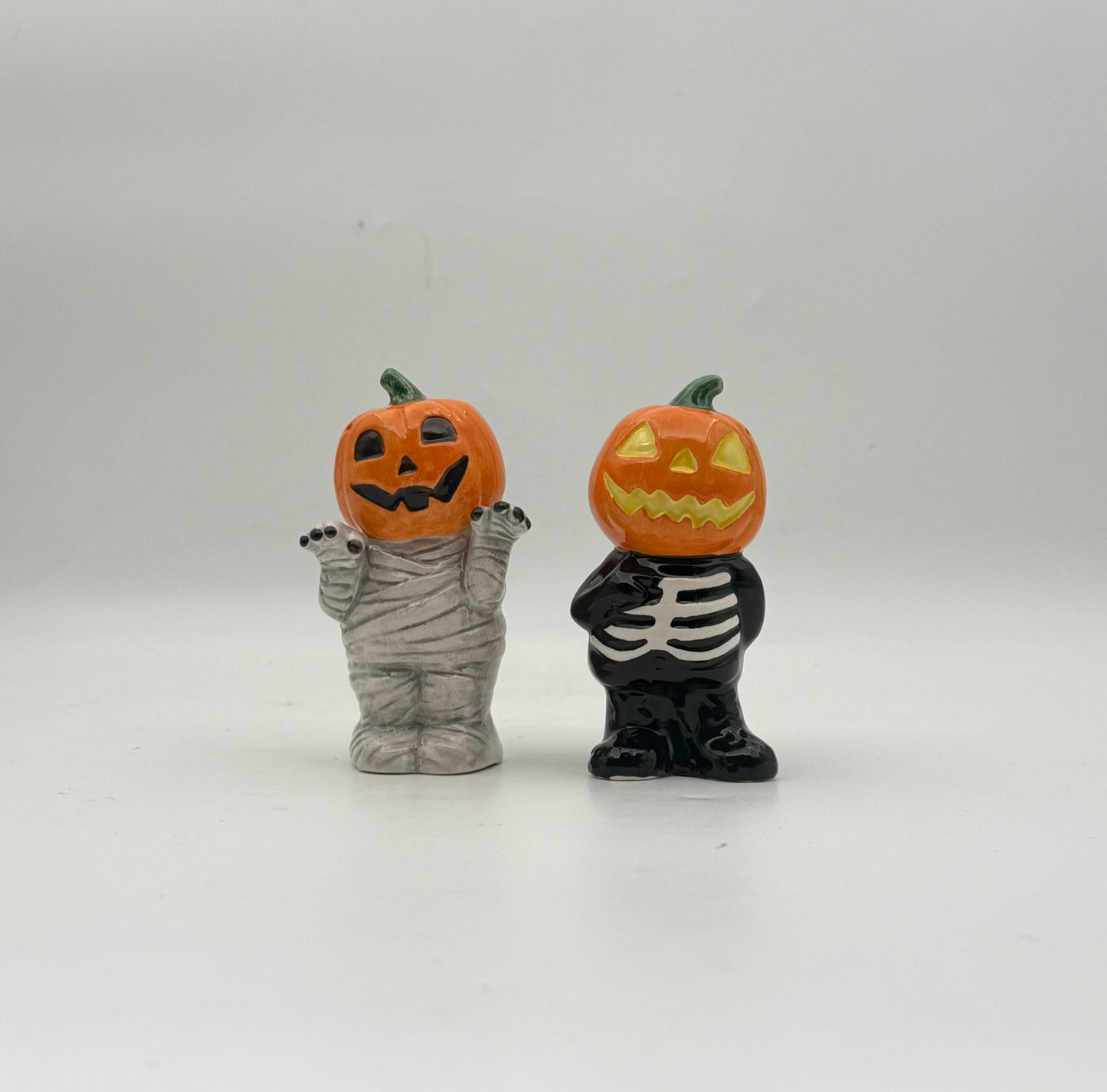 Halloween Mummy And Skeleton Salt And Pepper Shakers