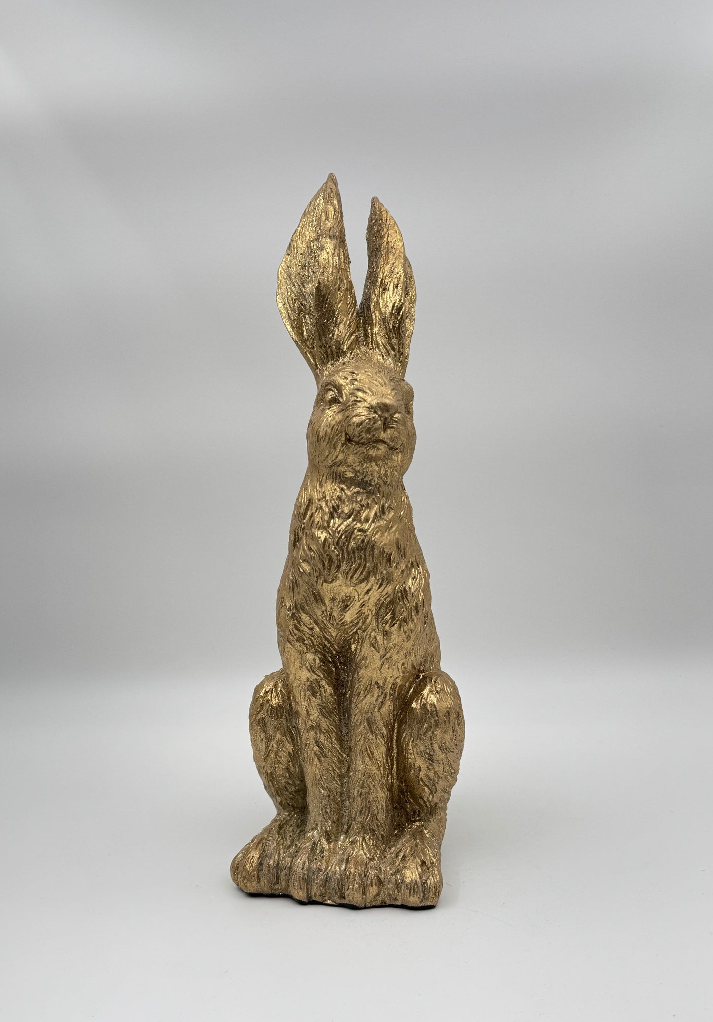 Gold Textured Sitting Rabbit Sculpture - 12.25" Height