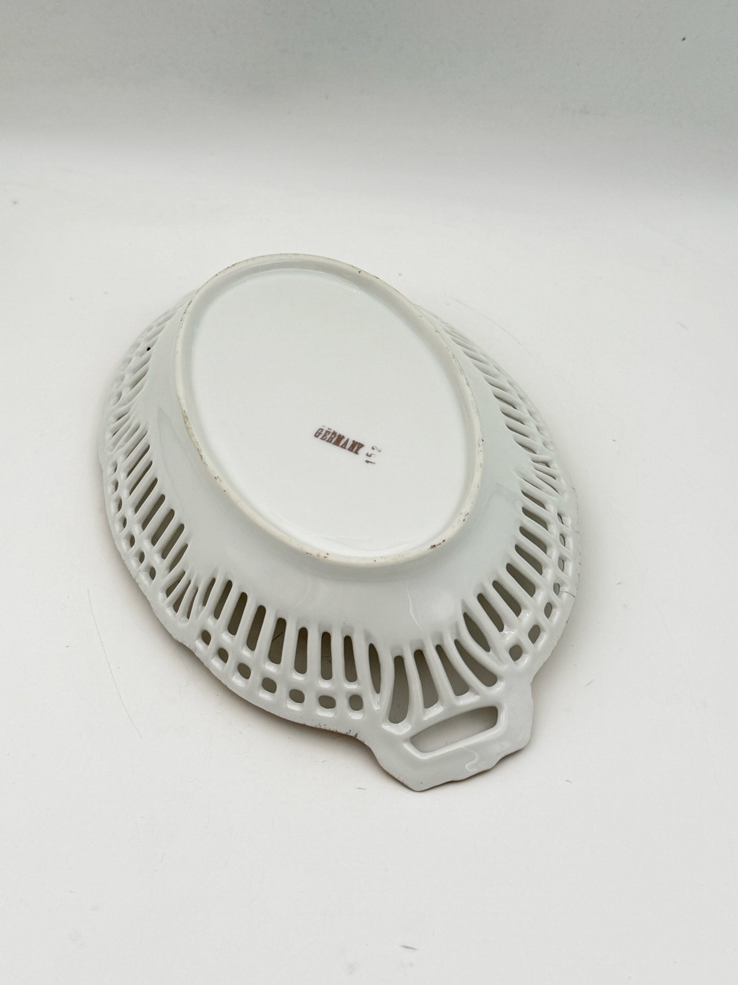 Vintage German Pierced Bowl With Floral Details