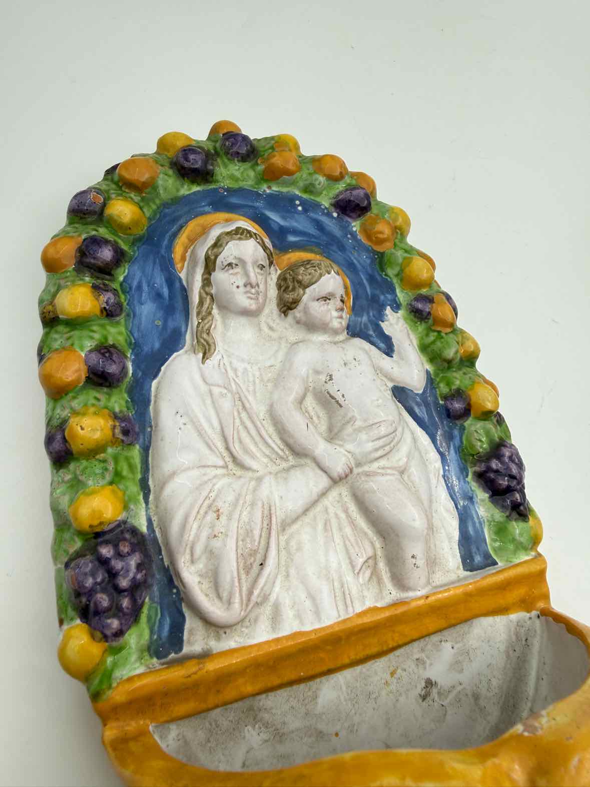 Madonna And Child Della Robbia Style Holy Water Font
