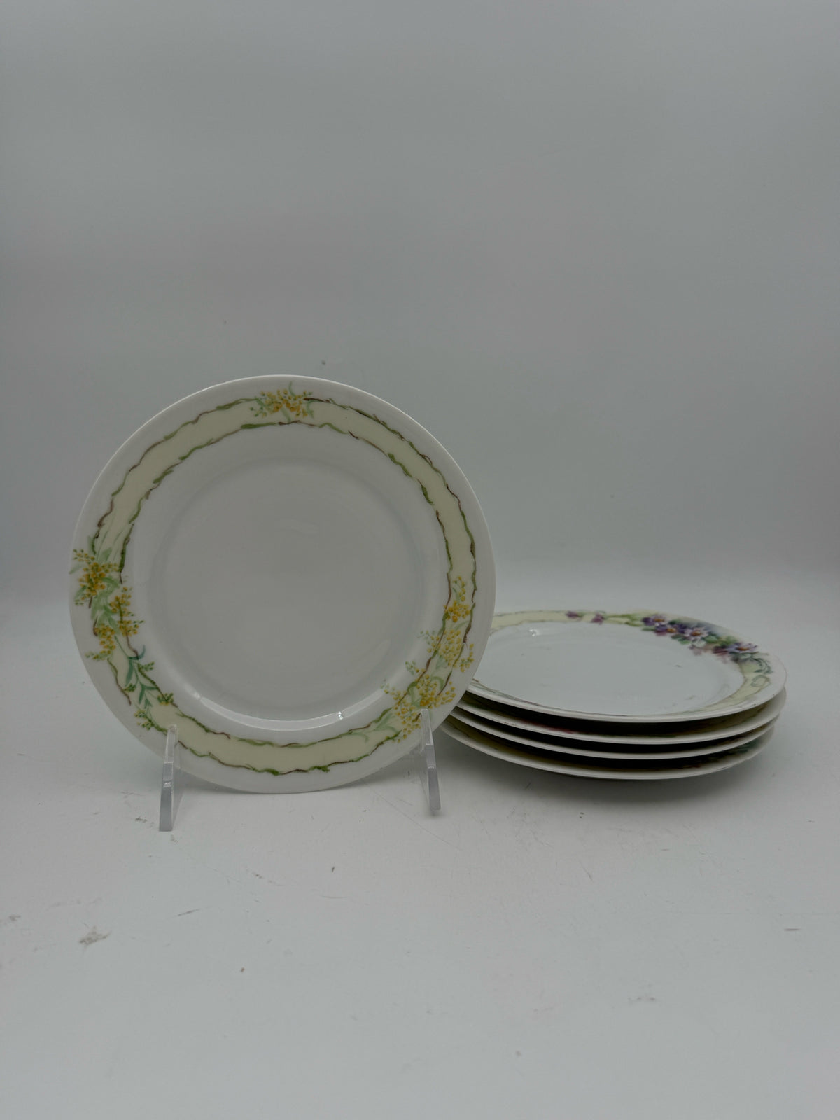 Set Of Five Handpainted Bavarian Dessert Plates