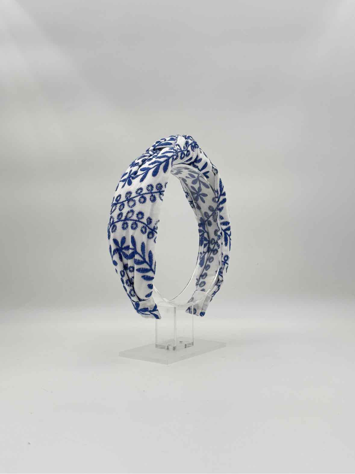 Blue & White Floral Knotted Headband – Hair Accessory