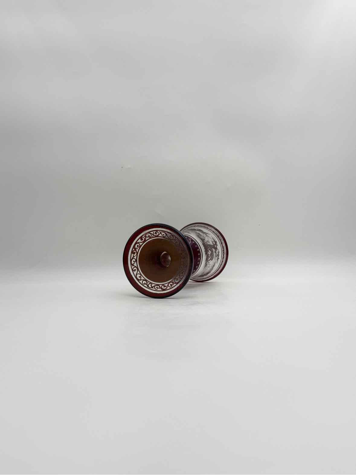 Vintage Bohemian Acid Etched Ruby Goblet