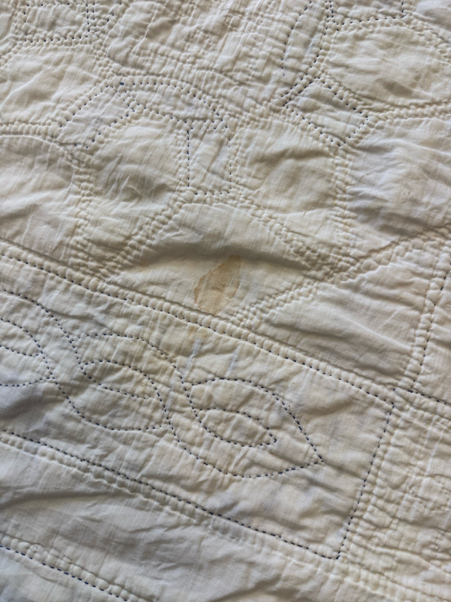 Vintage Blue And Yellow Star Block Quilt