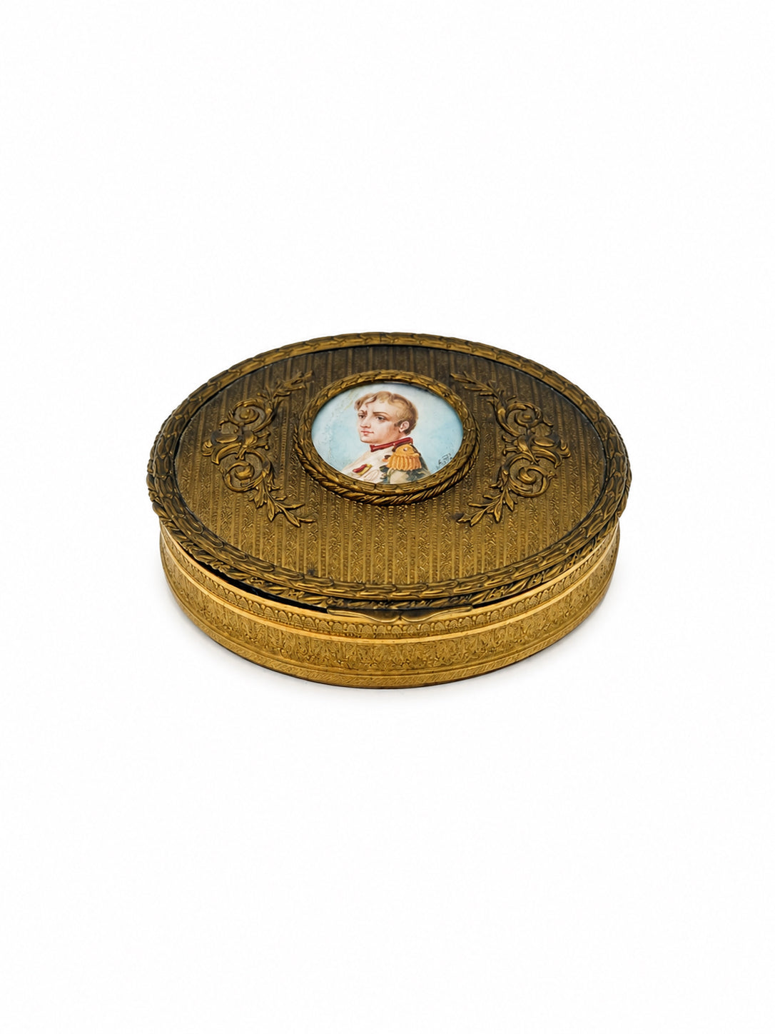 French Gilt Jewelry Casket With Handpainted Portrait Of Napoleon