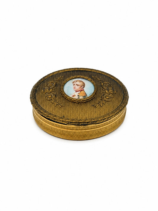 French Gilt Jewelry Casket With Handpainted Portrait Of Napoleon