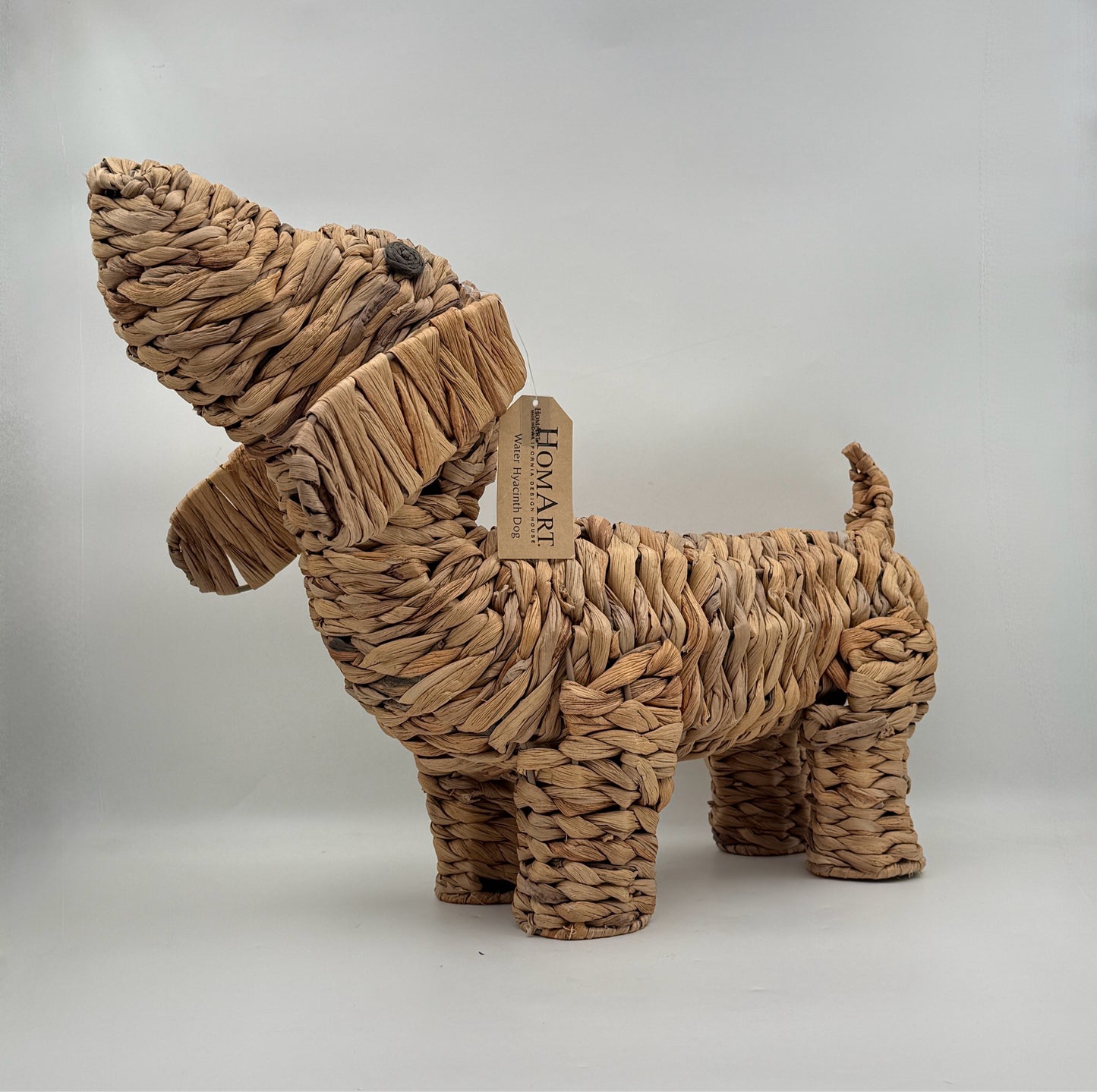 Woven Water Hyacinth Daschund Dog Statue