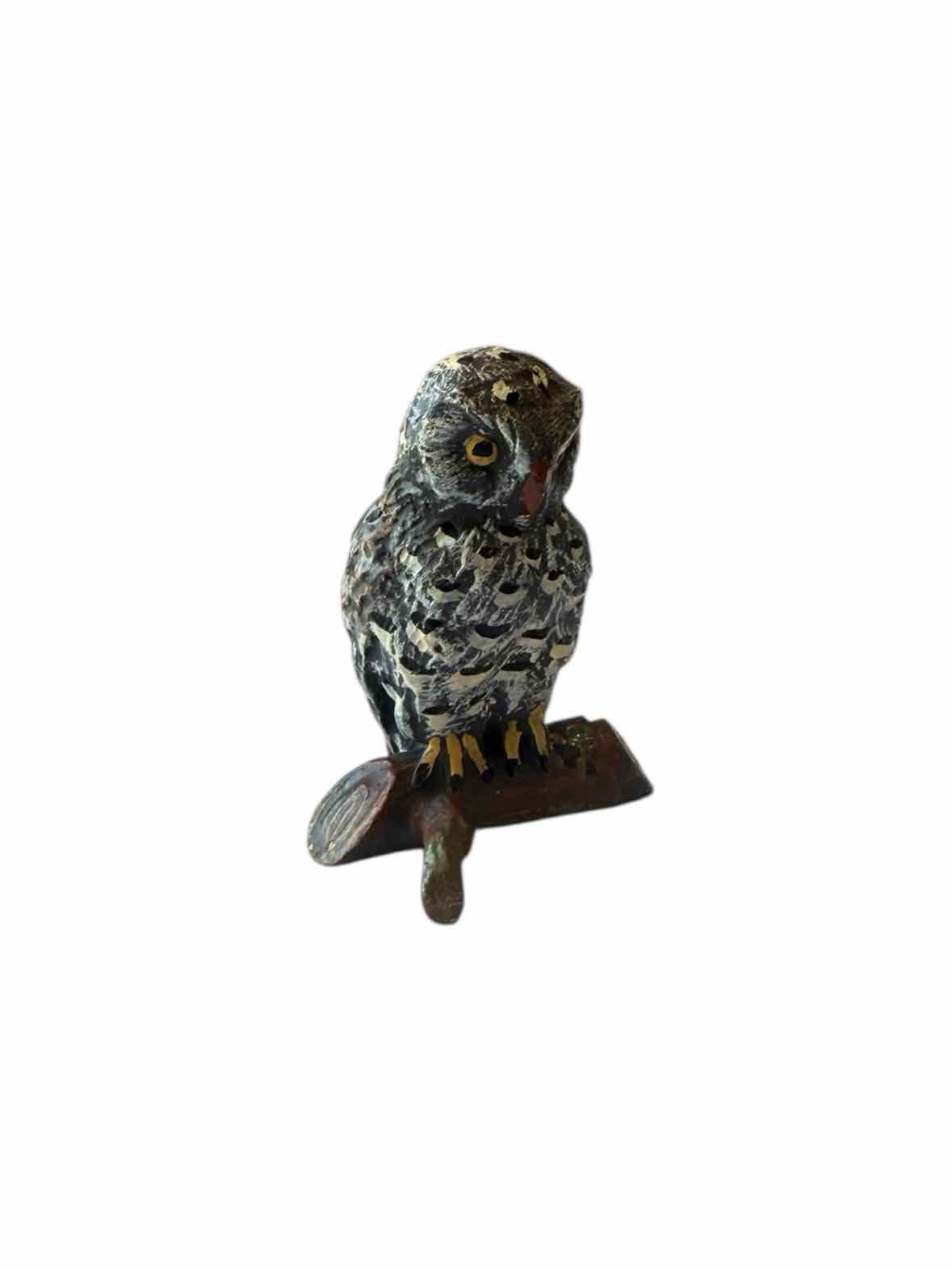 1900 Cold Painted Bronze Owl Figurine