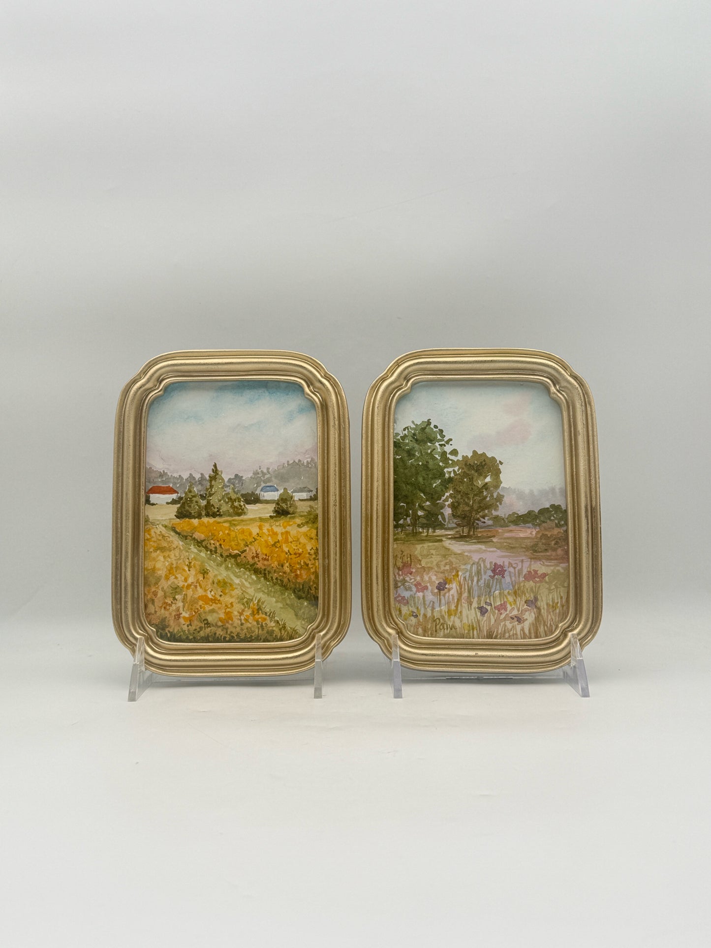 Pair Of Miniature Framed Watercolors