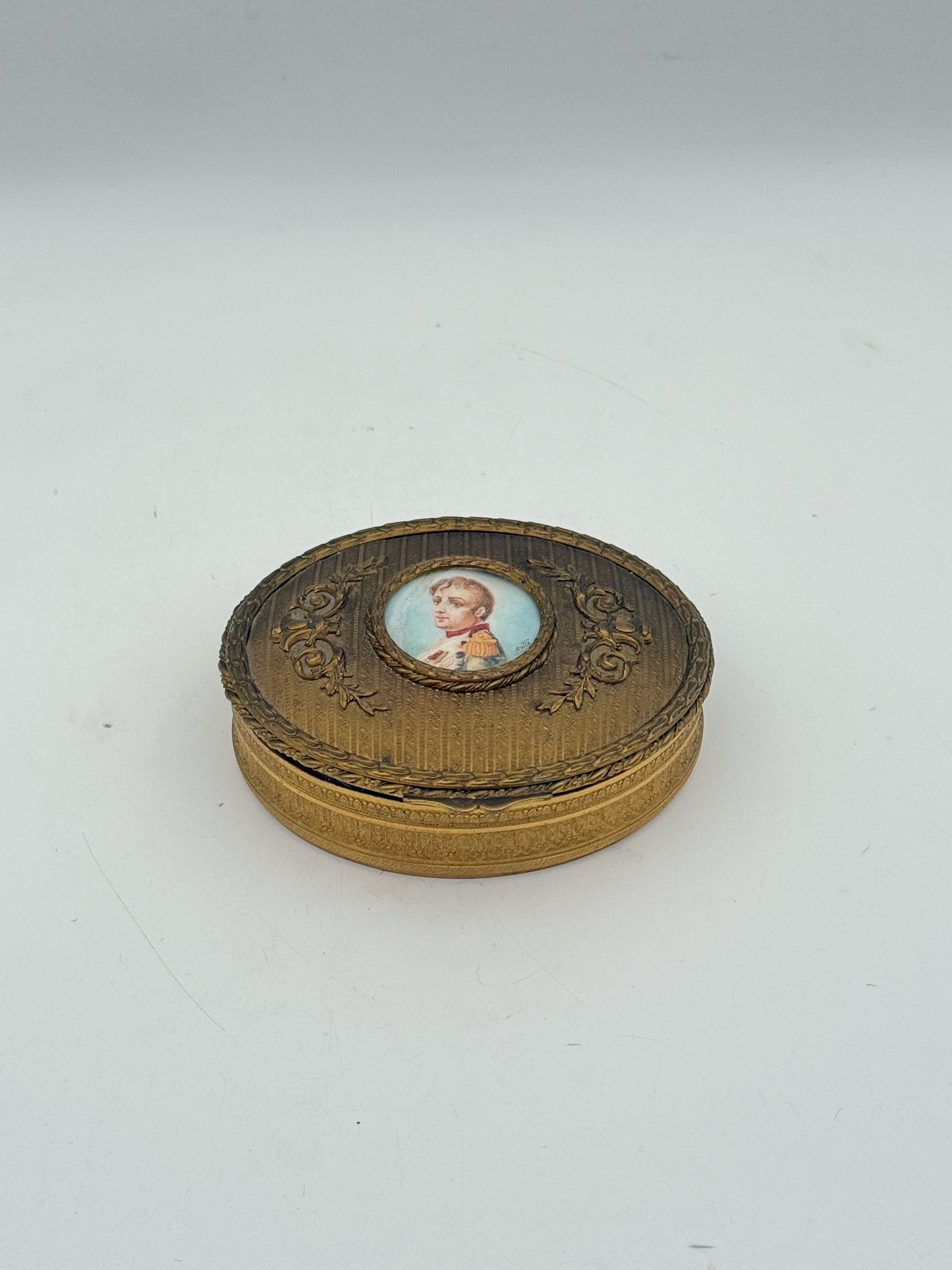French Gilt Jewelry Casket With Handpainted Portrait Of Napoleon