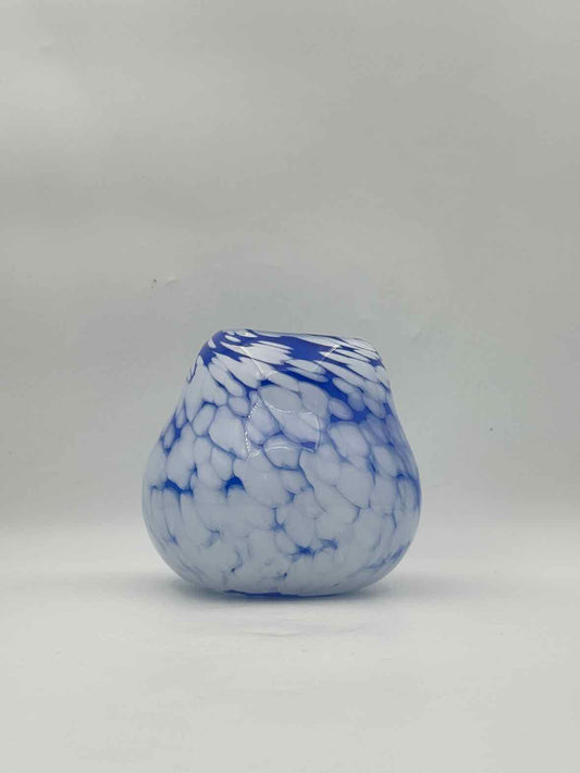 New Morning Art Glass Blue And White Vase Made In Washington