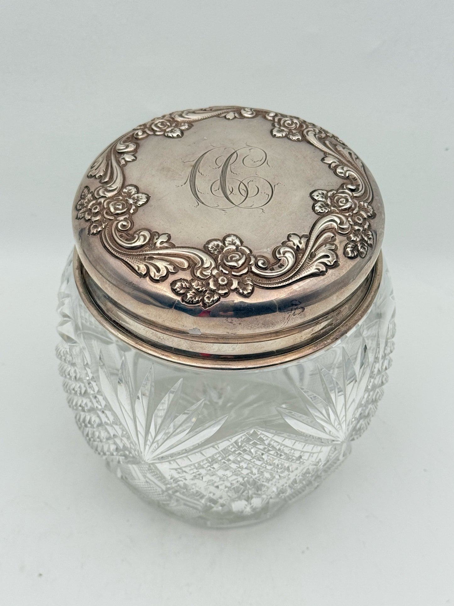 Black Starr And Frost Biscuit Jar With Sterling Silver Lid