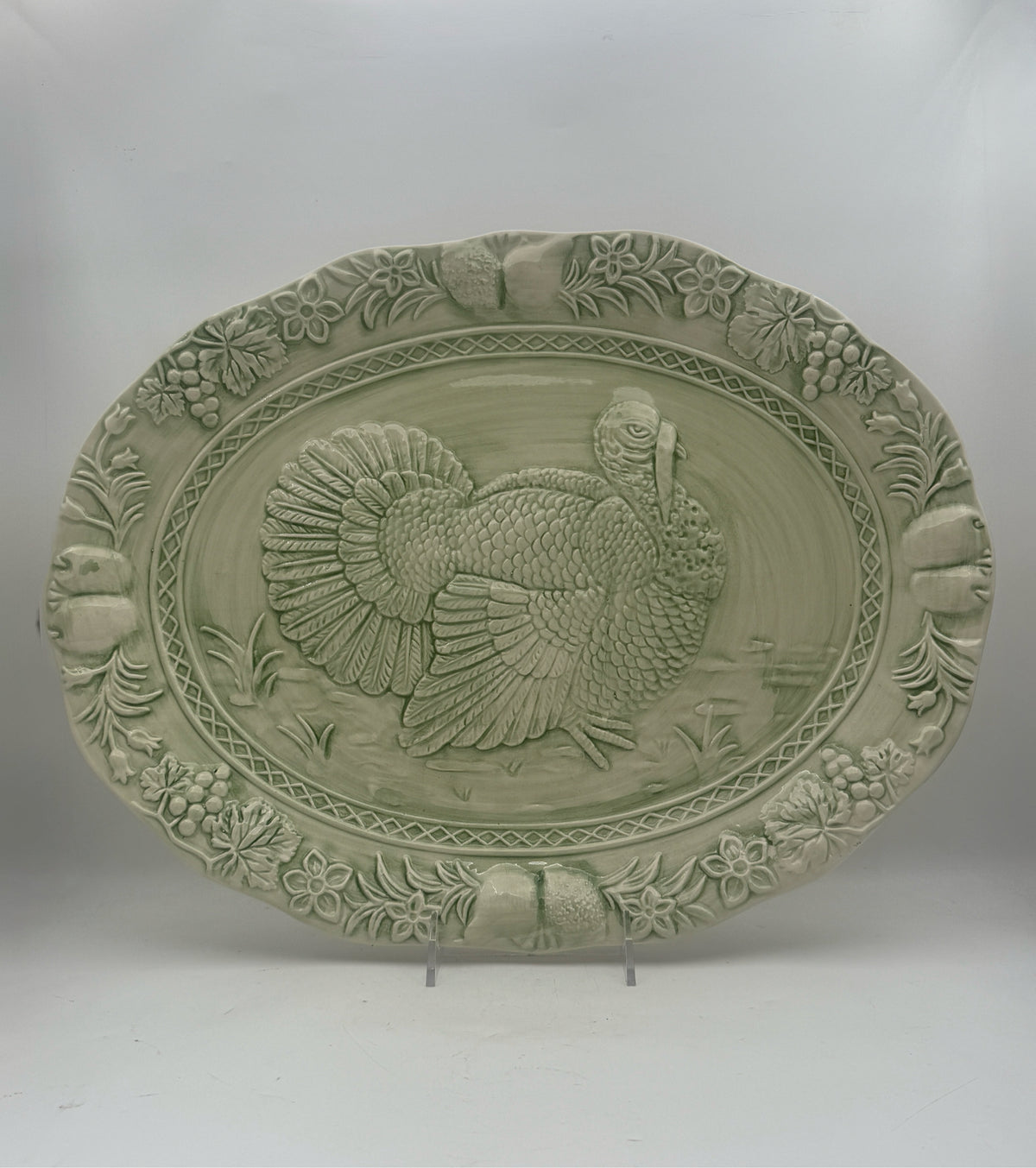 Green Turkey Serving Platter Made In Portugal