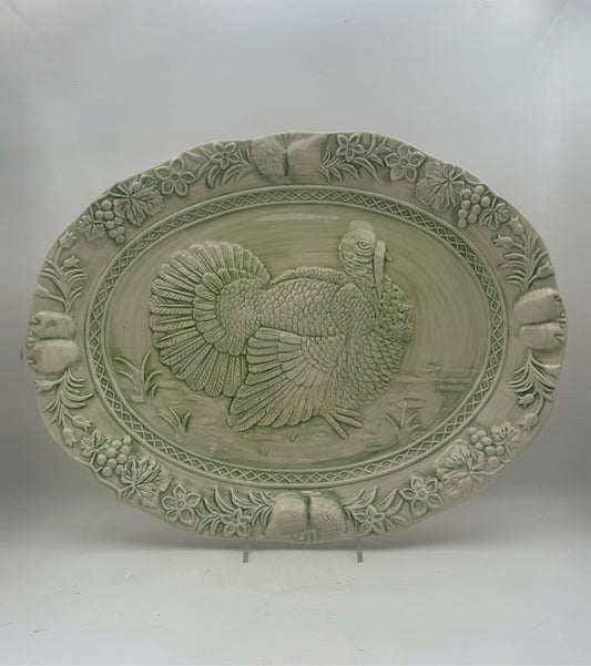 Green Turkey Serving Platter Made In Portugal