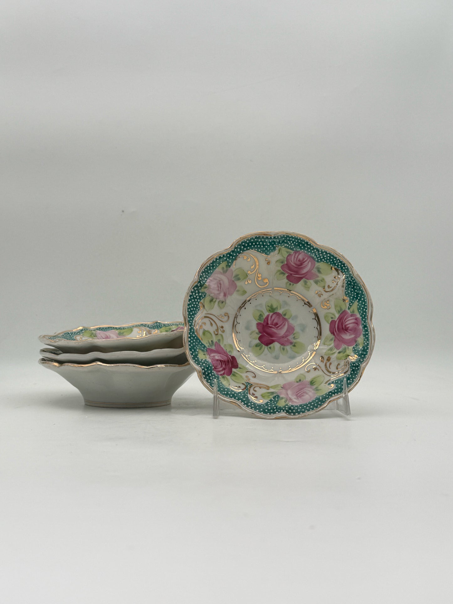 Antique Handpainted Floral Fruit Bowls- Set Of 4
