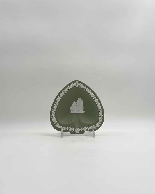 Wedgwood Jasperware Green Spade Trinket Tray Decorative Dish Art