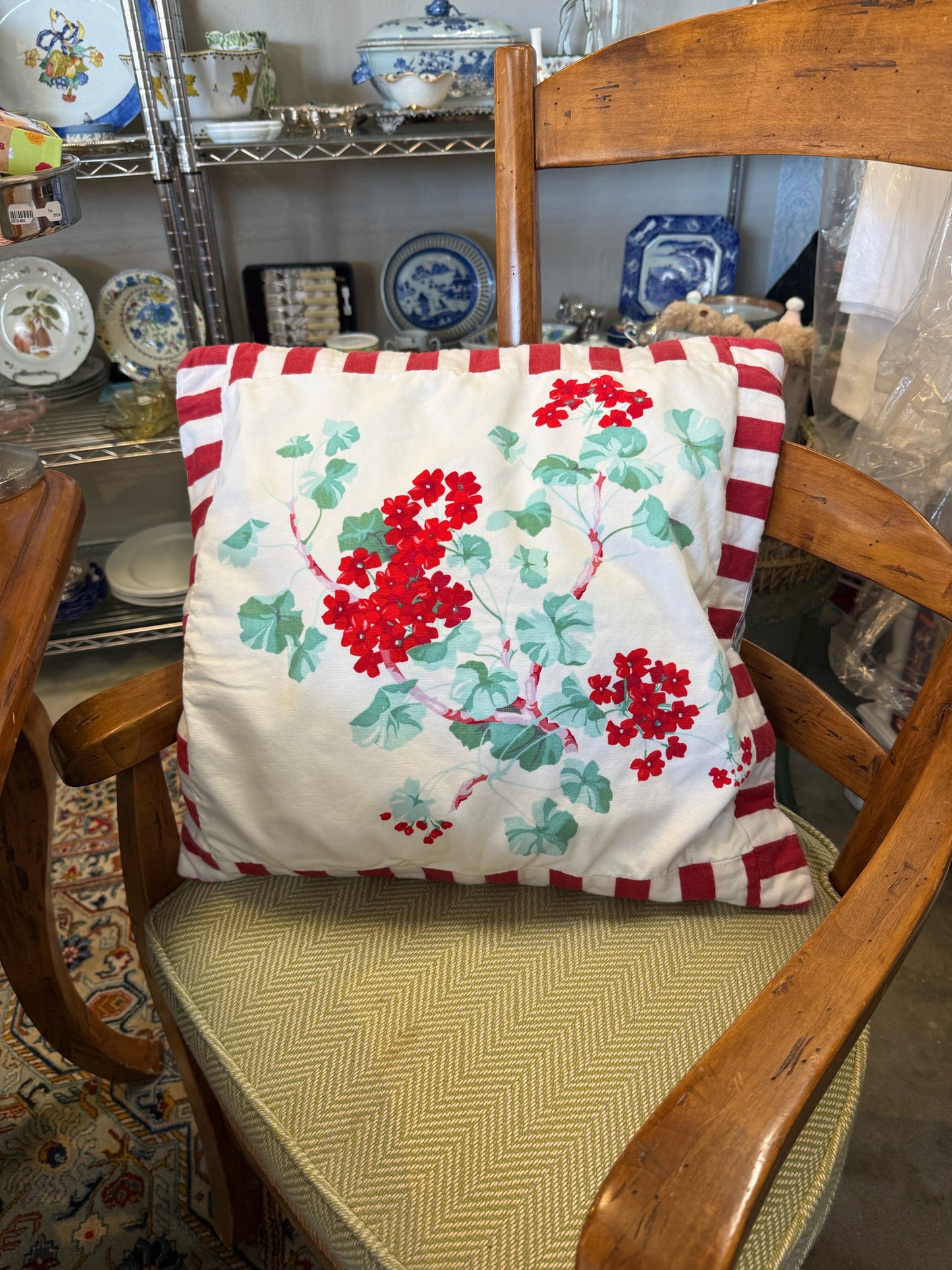 Vintage MCM Upcycled Tablecloth Pillow