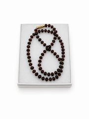 Vintage Purple Glass Beaded Necklace With Gold Tone Clasp