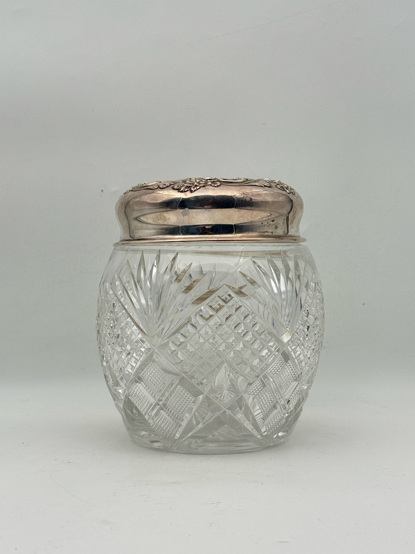 Black Starr And Frost Biscuit Jar With Sterling Silver Lid