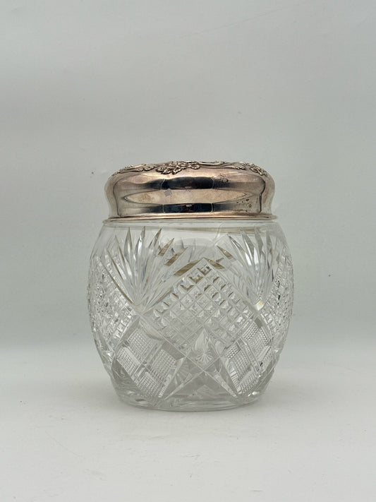 Black Starr And Frost Biscuit Jar With Sterling Silver Lid