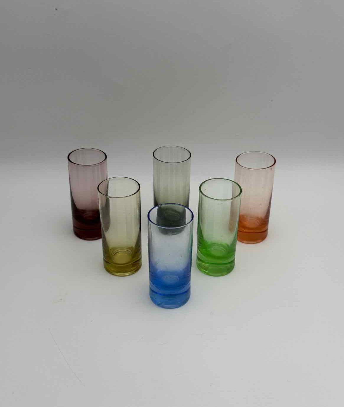 Vintage Multicolor Shot Glasses Set of 6 Barware Collectible