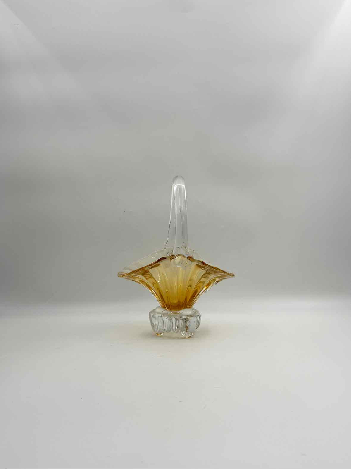 Vintage Yellow Glass Basket