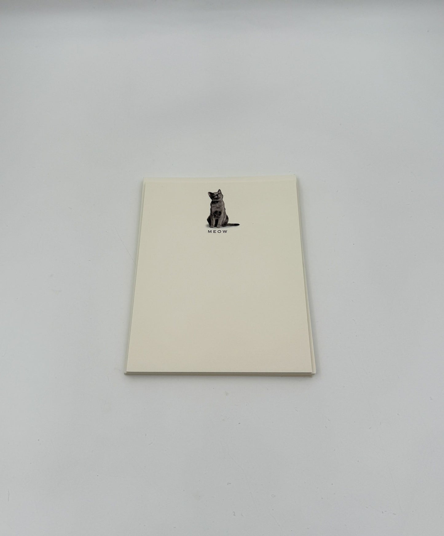 Cat Notecards “MEOW” – Grey Cat Set of 6 by Fable & Sage Cards