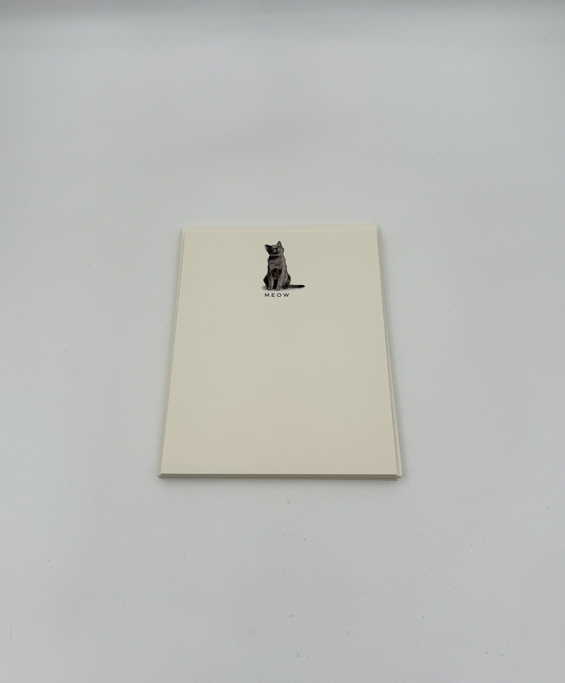 Cat Notecards “MEOW” – Grey Cat Set of 6 by Fable & Sage Cards